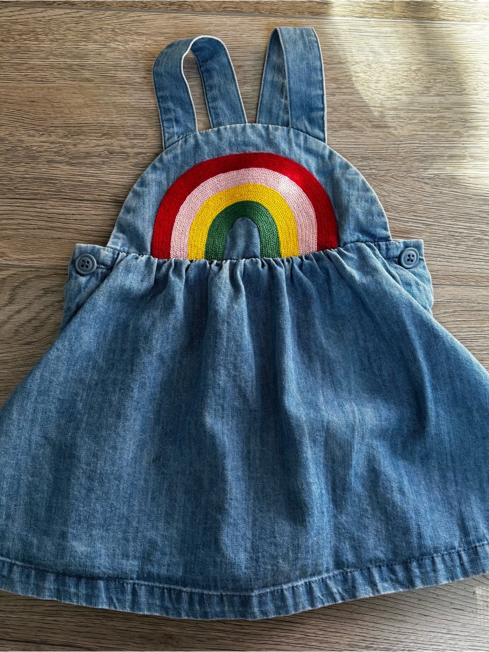 Hanna Andersson Light Blue Denim Jumper Dress with Crossback Straps